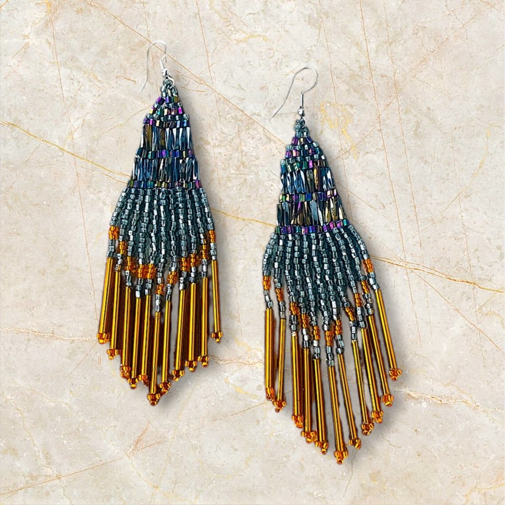 FP Seed Bead Earrings in Auburn